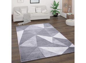 4061981190650 - Paco Home Teppich Wohnzimmer Kurzflor Vintage Abstrakt Modern Geometrisch Rautenmuster 60x100 cm Grau