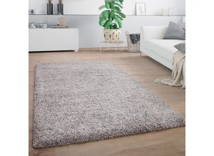 4061981190797 - Hochflor Teppich Wohnzimmer Shaggy Einfarbig Flauschig Weich Modern Grau 60x100 cm - Paco Home