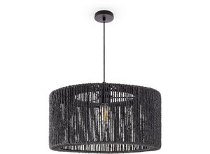 4061981192524 - Pendelleuchte Esstisch Hängelampe Esszimmer Lampe E27 Papier Boho Rattan Pendelleuchte - Schwarz Schwarz (Ø40cm) - Paco Home