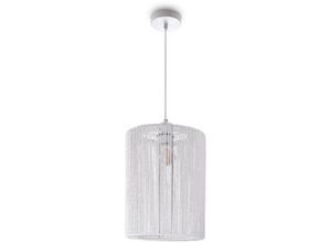 4061981192579 - Paco Home Pendelleuchte Esstisch Papier Boho Hängelampe Esszimmer Lampe E27 Rattan Pendelleuchte - Weiß Weiß (Ø25cm)