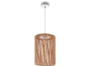 4061981192586 - Pacohome - Paco Home Pendelleuchte Esstisch Papier Boho Hängelampe Esszimmer Lampe E27 Rattan Pendelleuchte - Weiß Natur (Ø25cm)