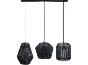 4061981192685 - Pendelleuchte Esstisch Korb Boho Hängelampe Esszimmer Lampe E27 Rattan Pendelleuchte - Schwarz Schwarz (Ø28 + Ø30 + Ø33cm) - Paco Home