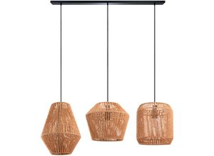 4061981192715 - Paco Home Pendelleuchte Esstisch Korb Boho Hängelampe Esszimmer Lampe E27 Rattan Pendelleuchte - Schwarz Natur (Ø28 + Ø30 + Ø33cm)