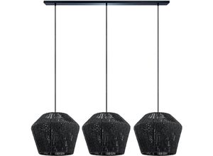 4061981192722 - Pendelleuchte Esstisch Korb Boho Hängelampe Esszimmer Lampe E27 Rattan Pendelleuchte - Schwarz Schwarz (Ø33cm) - Paco Home