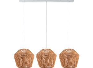 4061981192746 - Pendelleuchte Esstisch Korb Boho Hängelampe Esszimmer Lampe E27 Rattan Pendelleuchte - Weiß Natur (Ø33cm) - Paco Home