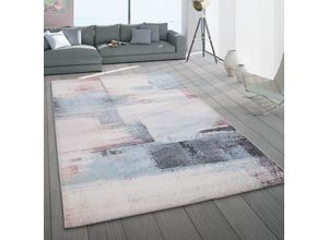 4061981193248 - Teppich Wohnzimmer Kurzflor Abstrakt Melierte Optik Modern Pastell Creme Blau 120x170 cm - Paco Home