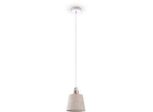 4061981193521 - Hängelampe Pendelleuchte Esstisch Wohnzimmerlampe Deko Lampenschirm Stoff E27 Weiß-Creme Ø20cm - Paco Home