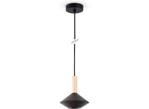 4061981193552 - Pacohome - Paco Home Pendelleuchte Esstisch Lampe Küche Wohnzimmer Lampenschirm Stahl Holz GU10 Schwarz Ø17cm