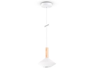 4061981193569 - Pacohome - Paco Home Pendelleuchte Esstisch Lampe Küche Wohnzimmer Lampenschirm Stahl Holz GU10 Weiß Ø17cm