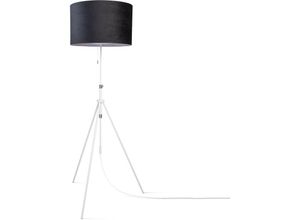 4061981194597 - Paco Home Pendelleuchte Stehleuchte Dreibein Wohnzimmer Lampenschirm Velours Unifarben E27 Schwarz Weiß (Ø455 cm) Stehleuchte Typ 2 - Weiß