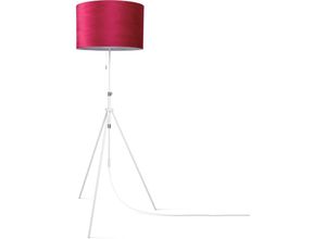 4061981194610 - Pendelleuchte Stehleuchte Dreibein Wohnzimmer Lampenschirm Velours Unifarben E27 Rot Weiß (Ø455 cm) Stehleuchte Typ 2 - Weiß - Paco Home