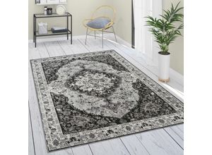 4061981195891 - Teppich Wohnzimmer Kurzflor Vintage Orient Muster Ornamente Bordüre Schwarz Grau 80x150 cm - Paco Home