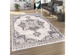 4061981196737 - Teppich Wohnzimmer Kurzflor Orient Muster Vintage Stil Moderne Ornamente Bordüre 80x150 cm Grau 8 - Paco Home