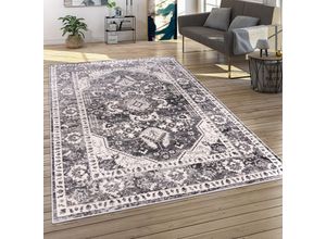 4061981197079 - Teppich Wohnzimmer Kurzflor Orient Muster Vintage Stil Moderne Ornamente Bordüre 60x100 cm Grau 3 - Paco Home