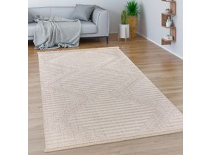 4061981197307 - Teppich Buckman 461 Teppiche Gr B L 160 cm x 230 cm 11 mm 1 St beige (creme) Fransenteppich Esszimmerteppiche Kurzflor meliert Hoch-Tief Effekt Rauten mit Fransen