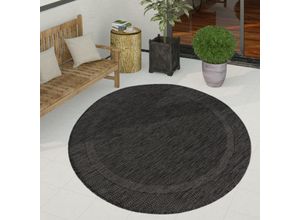 4061981201257 - Paco Home Outdoor Teppich Wetterfest Balkon Terrasse Küche Modern Geometrische Muster Anthrazit 80 cm Rund