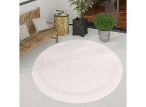 4061981201493 - Paco Home - Outdoor Teppich Wetterfest Balkon Terrasse Küche Modern Geometrische Muster Weiß 120 cm Rund 4061981201493 - Paco Home - Outdoor Teppich Wetterfest Balkon Terrasse Küche Modern Geometrische Muster Weiß 120 cm Rund