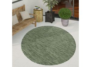 4061981202391 - Paco Home - Outdoor Teppich Wetterfest Balkon Terrasse Küche Modern Geometrische Muster Grün 120 cm Rund