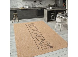 4061981203817 - Paco Home Outdoor Teppich Wetterfest Balkon Küche Modernes Muster Mit Schriftzug 60x100 cm Beige 2