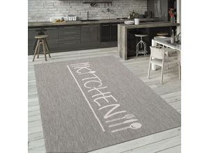 4061981203886 - Paco Home - Outdoor Teppich Wetterfest Balkon Küche Modernes Muster Mit Schriftzug 60x100 cm Grau