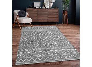 4061981204265 - In-& Outdoor Teppich Balkon Terrasse Küchenteppich Modernes Boho Ethno Muster Grau 2 80 cm Rund - Paco Home 4061981204265 - In-& Outdoor Teppich Balkon Terrasse Küchenteppich Modernes Boho Ethno Muster Grau 2 80 cm Rund - Paco Home