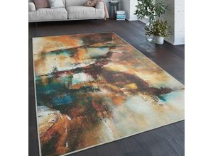 4061981205088 - Teppich Wohnzimmer Schlafzimmer Flachgewebe Modern Abstrakt Vintage Waschbar 140x200 cm Bunt - Paco Home