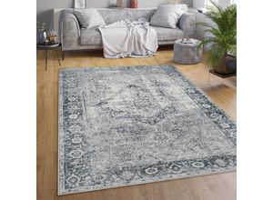 4061981206658 - Teppich Wohnzimmer Flachgewebe Orient Marokkanisch Ornamente Vintage Waschbar 60x100 cm Grau 2 - Paco Home