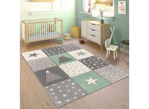 4061981207969 - Kinderteppich Teppich Kinderzimmer Junge Mädchen Pastell 3D Punkte Sterne Grün 120x170 cm - Paco Home