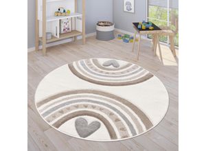 4061981208430 - Kinderteppich Cosmos 351 Teppiche Gr Ø 200 cm 16 mm 1 St beige Kinder Kinderzimmerteppiche Kurzflor Spielteppich Motiv Regenbogen & Herz Kinderzimmer