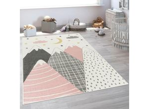 4061981209482 - Kinderteppich Teppich Kinderzimmer Junge Mädchen Modern Berge Sterne Wolken Pink 160x220 cm - Paco Home