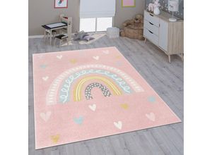 4061981209550 - Kinderteppich Teppich Kinderzimmer Mädchen Jungs Verschiedene Motive Und Größen 80x150 cm Rosa Weiß - Paco Home