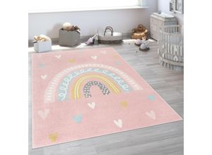 4061981209598 - Kinderteppich Nino 887 Teppiche Gr B L 200 cm x 280 cm 13 mm 1 St pink Kinder Kinderzimmerteppiche Kurzflor Spielteppich Motiv Regenbogen & Herzen Kinderzimmer