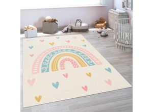 4061981209895 - Kinderteppich Nino 887 Teppiche Gr B L 200 cm x 280 cm 13 mm 1 St beige (creme) Kinder Kinderzimmerteppiche Kurzflor Spielteppich Motiv Regenbogen & Herzen Kinderzimmer