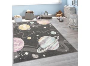 4061981210129 - Kinderteppich Teppich Kinderzimmer Junge Mädchen Weltraum Planeten Anthrazit 120x160 cm - Paco Home