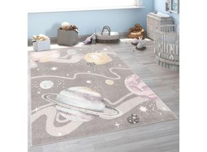 4061981210211 - Kinderteppich Teppich Kinderzimmer Junge Mädchen Weltraum Planeten Sterne Grau 80x150 cm - Paco Home