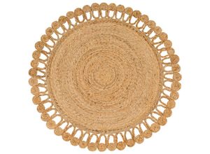 4061981212062 - Teppich Rund Wohnzimmer Jute Naturfaser Handgemacht Boho Modern Ethno Einfarbig Beige ø 100 cm Rund - Paco Home