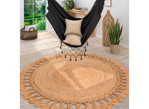4061981212093 - Teppich Viborg 597 Teppiche Gr Ø 200 cm 13 mm 1 St beige (natur) Esszimmerteppiche handgefertigter Natur-Teppich Jute Modern Boho Ethno