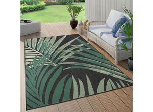 4061981212420 - Paco Home - Outdoor Teppich Wetterfest Balkon Palmen Dschungel Florales Boho Muster Grün 80x250 cm Schwarz 2