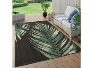 4061981212871 - Paco Home Outdoor Teppich Wetterfest Balkon Palmen Dschungel Florales Boho Muster Grün 80x250 cm Schwarz 4