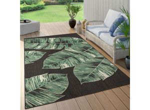 4061981213205 - Paco Home - Outdoor Teppich Wetterfest Balkon Palmen Dschungel Florales Boho Muster Grün 140x200 cm Schwarz 3