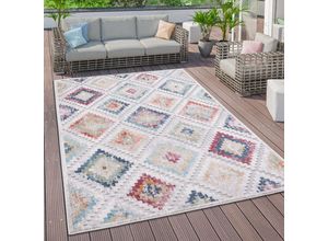 4061981213632 - Paco Home - Outdoor Teppich Wetterfest Wohnzimmer Balkon Skandinavisch Ethno Geometrisch 3D 120x160 cm Bunt 4