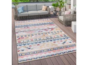 4061981213694 - Paco Home - Outdoor Teppich Wetterfest Wohnzimmer Balkon Skandinavisch Ethno Geometrisch 3D 120x160 cm Bunt 3