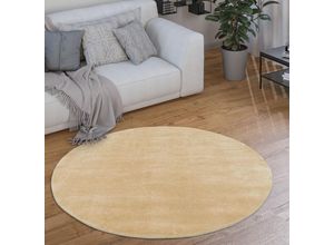 4061981214288 - Teppich Kurzflor-Teppich Für Wohnzimmer Weich Super Soft Waschbar In Beige 80 cm Rund - Paco Home