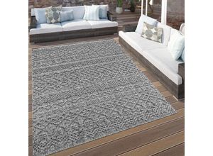 4061981215421 - Paco Home Outdoor Teppich Wetterfest Balkon Küche Skandinavisch Geometrisch 3D Anthrazit 80x250 cm