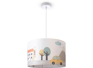 4061981215728 - Paco Home - Deckenlampe Kinderzimmer Pendelleuchte Babyzimmer Feuerwehr Straße Polizei E27 Pendelleuchte - Weiß Design 2 (Ø455 cm)