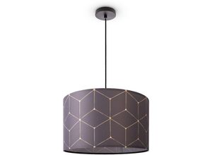 4061981215780 - Paco Home Deckenlampe Lampenschirm Stoff Pendelleuchte E27 Hängeleuchte Schlafzimmer Rund Pendelleuchte - Schwarz Design 1 (Ø455 cm)