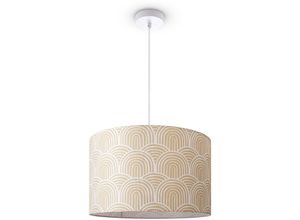 4061981215858 - Deckenlampe Wohnzimmer Pendelleuchte Esstisch Lampenschirm Stoff Modern Abstrakt Pendelleuchte - Weiß Design 7 (Ø455 cm) - Paco Home