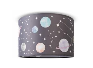 4061981215995 - Paco Home - Deckenlampe Kinderzimmer Pendelleuchte Baby Lampenschirm Stoff Rund Sterne Design 8 (Ø455 cm) Deckenleuchte - Schwarz