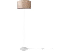 4061981216329 - Stehlampe Wohnzimmer Lampenschirm Stoff Stehleuchte Leselampe Abstrakt Vintage Design 8 (Ø38 cm) Stehleuchte Einbein - Weiß - Paco Home