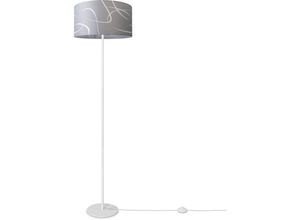 4061981216398 - Paco Home Stehlampe Wohnzimmer Lampenschirm Stoff Stehleuchte Leselampe Abstrakt Vintage Design 4 (Ø38 cm) Stehleuchte Einbein - Weiß